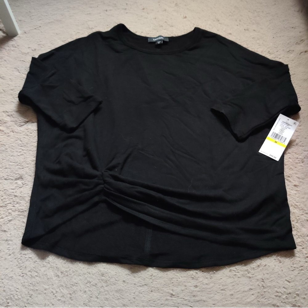Karen Kane Black Pick Up Short Sleeve Top Twist Scrunch Side Size Medium